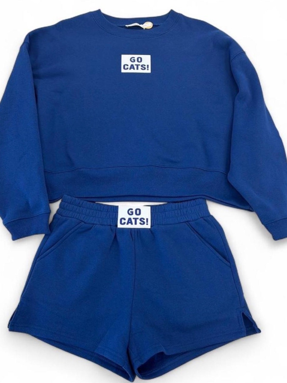 NEW KENTUCKY WILDCATS Blue GO CATS! Fleece Sweat short set Daily Drills Inspired